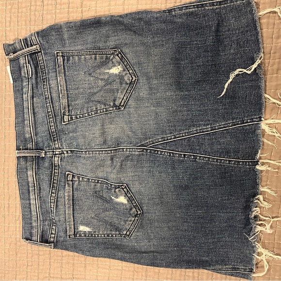MOTHER Blue Denim Pencil Skirt with Frayed Hem - Picture 2 of 4